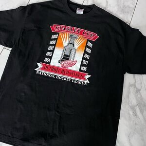 Vintage Detroit Red Wings 2002 Stanley Cup Champions Black Oversized T-Shirt XXL
